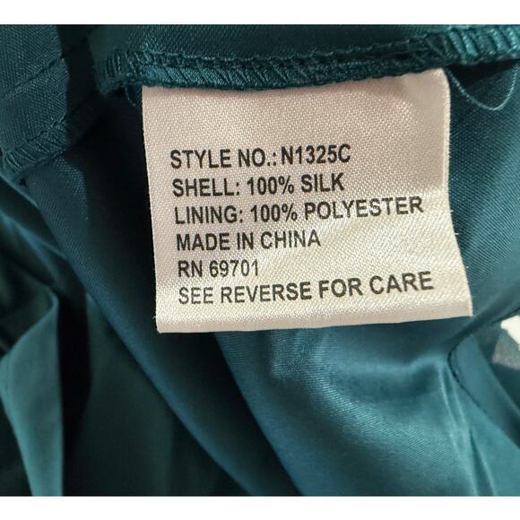 Vintage Cache Slip Dress sz 2 Teal Beaded Silk Cocktail Asymmetrical Whimsigoth - Picture 7 of 8